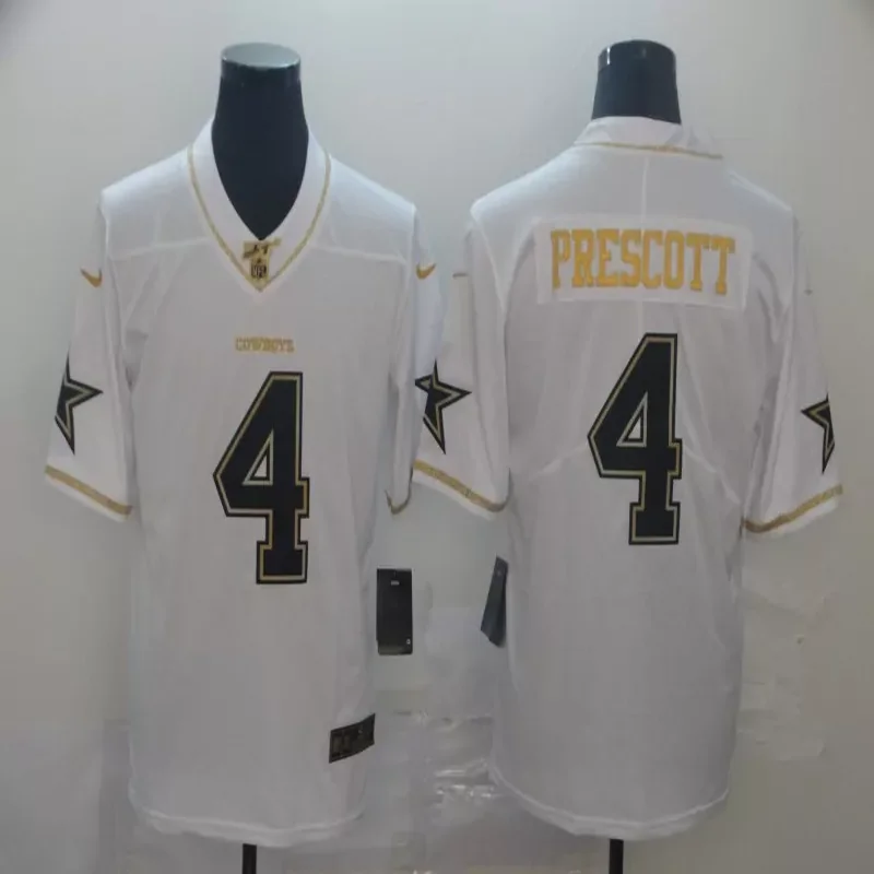 Dallas Cowboys #4 Prescott NFL Navy White Jersey - Image 2