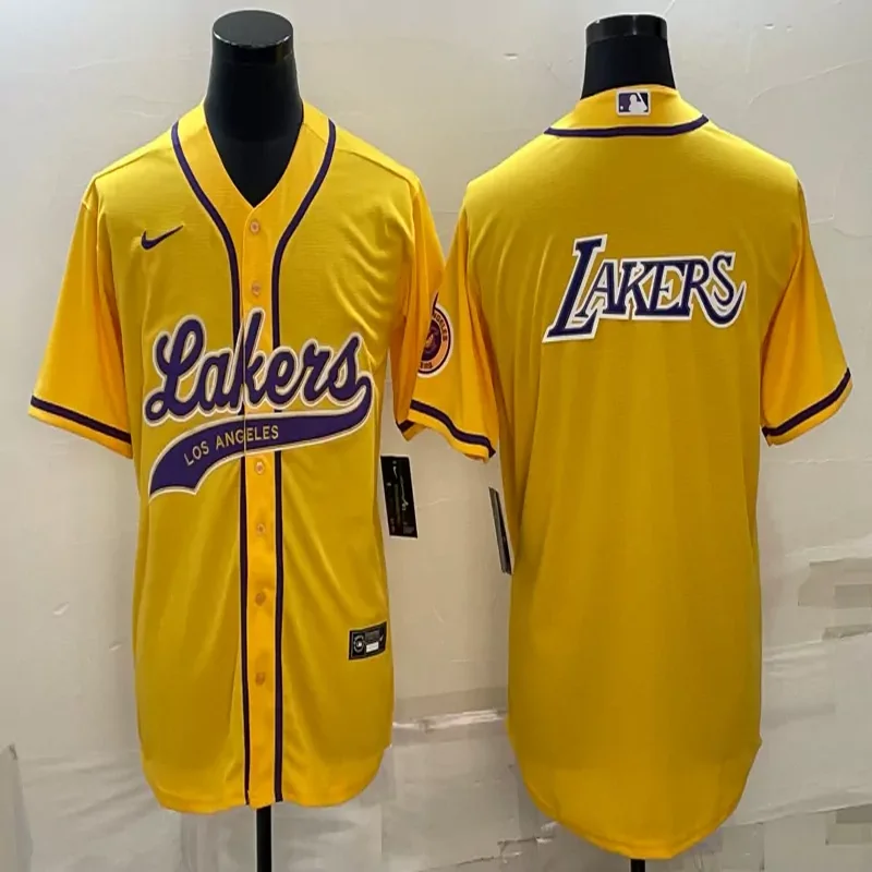 Los Angeles Lakers #24 Bryant NBA Gold Baseball Jersey - Image 4