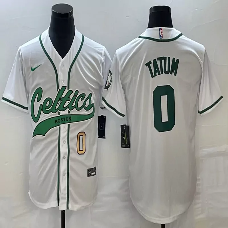 Boston Celtics #0 Tatum NBA Black Baseball Jersey - Image 4