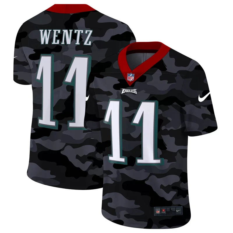 Philadelphia Eagles #11 Wentz NFL Black Camouflage Jersey