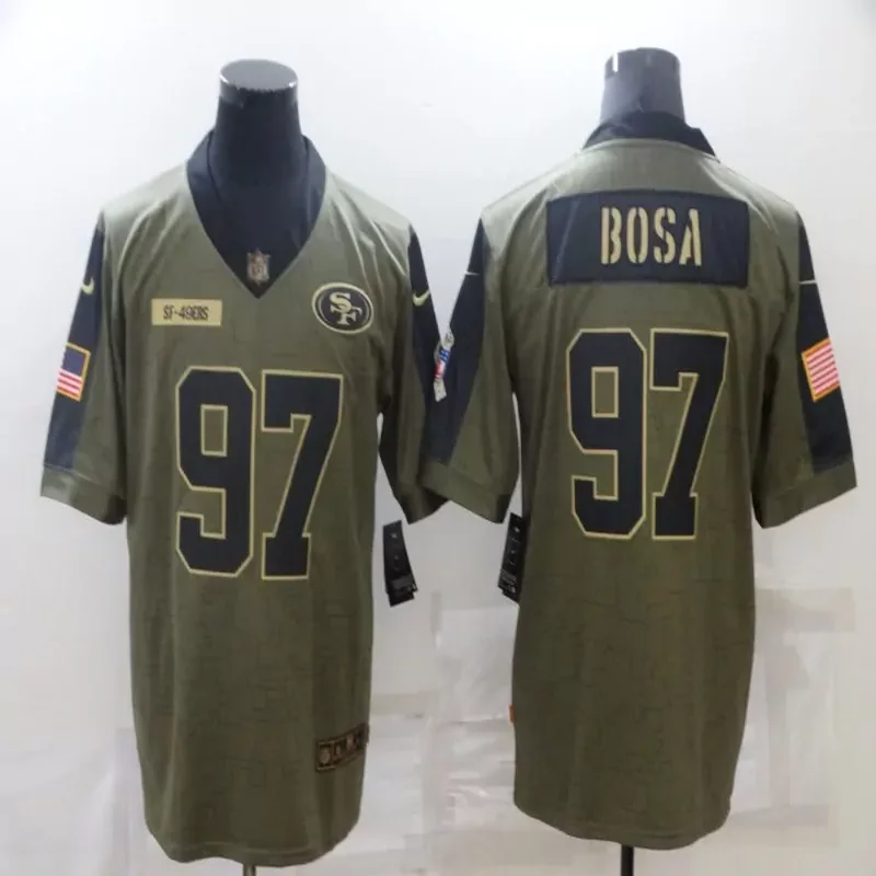 San Francisco 49ers #97 Bosa NFL White 75 Anniversary Jersey - Image 4