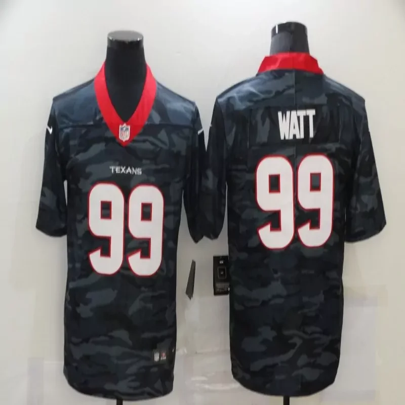 Houston Texans #99 Watt NFL Black Camouflage Jersey