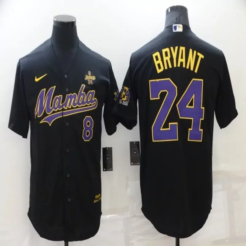 Los Angeles Lakers #24 Bryant NBA Gold Baseball Jersey - Image 5
