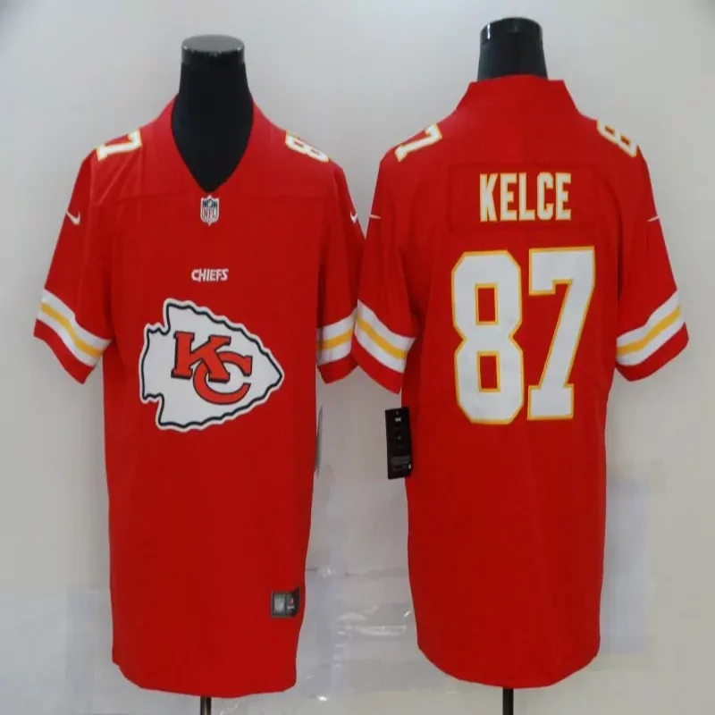 Kansas City Chiefs #87 Kelce NFL Black Gold American Flag Jersey - Image 2