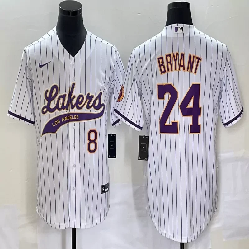 Los Angeles Lakers #24 Bryant NBA White Baseball Jersey