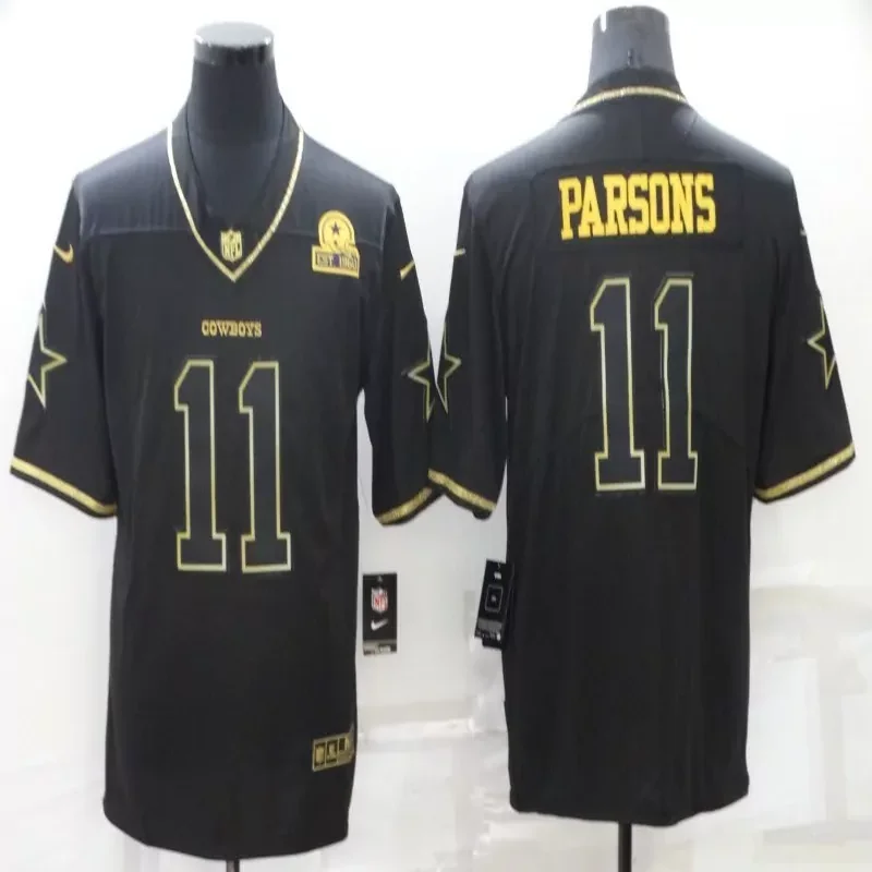 Dallas Cowboys #4 Prescott NFL Black Gold American Flag Jersey - Image 3
