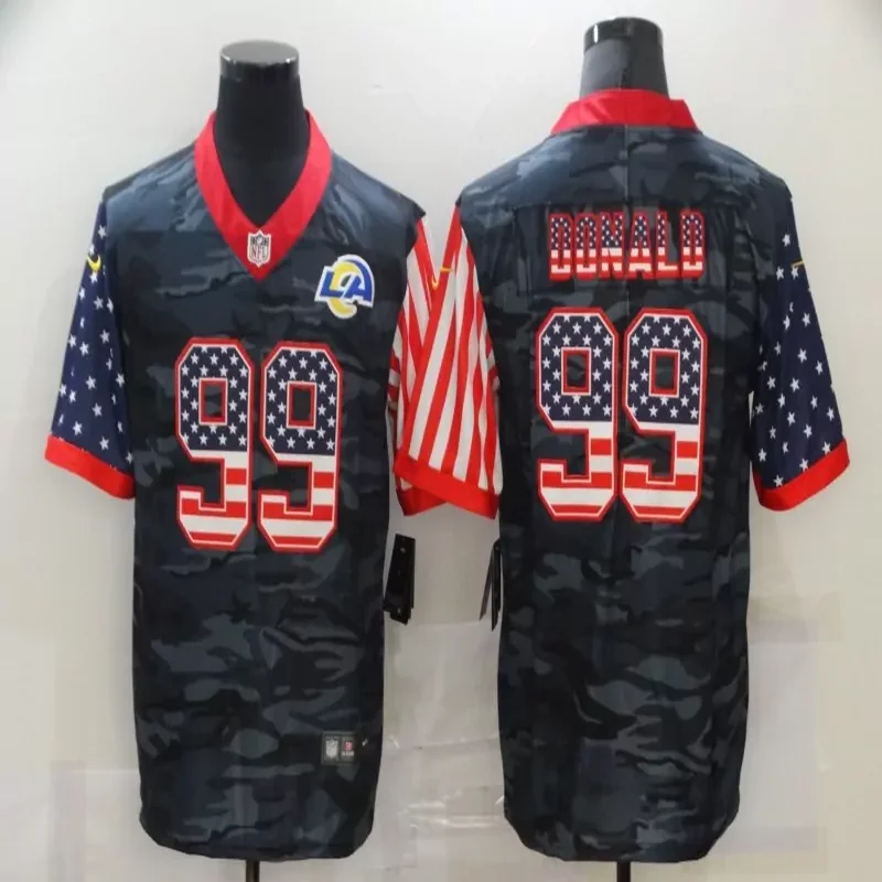 Los Angeles Rams #99 Donald NFL Black Camouflage Jersey - Image 2