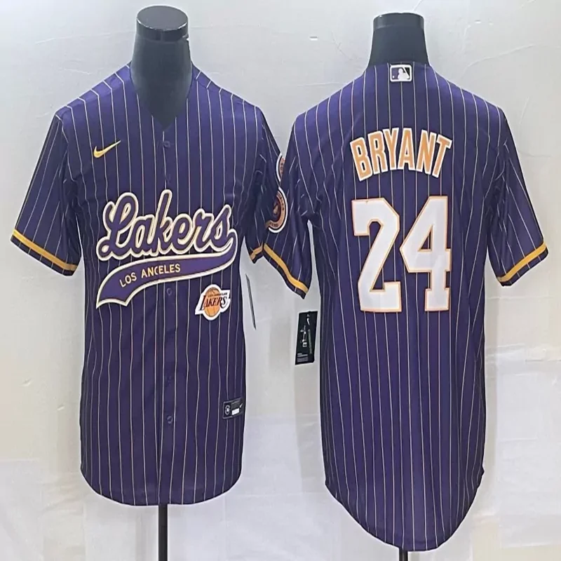 Los Angeles Lakers #24 Bryant NBA Black Mamba Purple Baseball Baseball Jersey