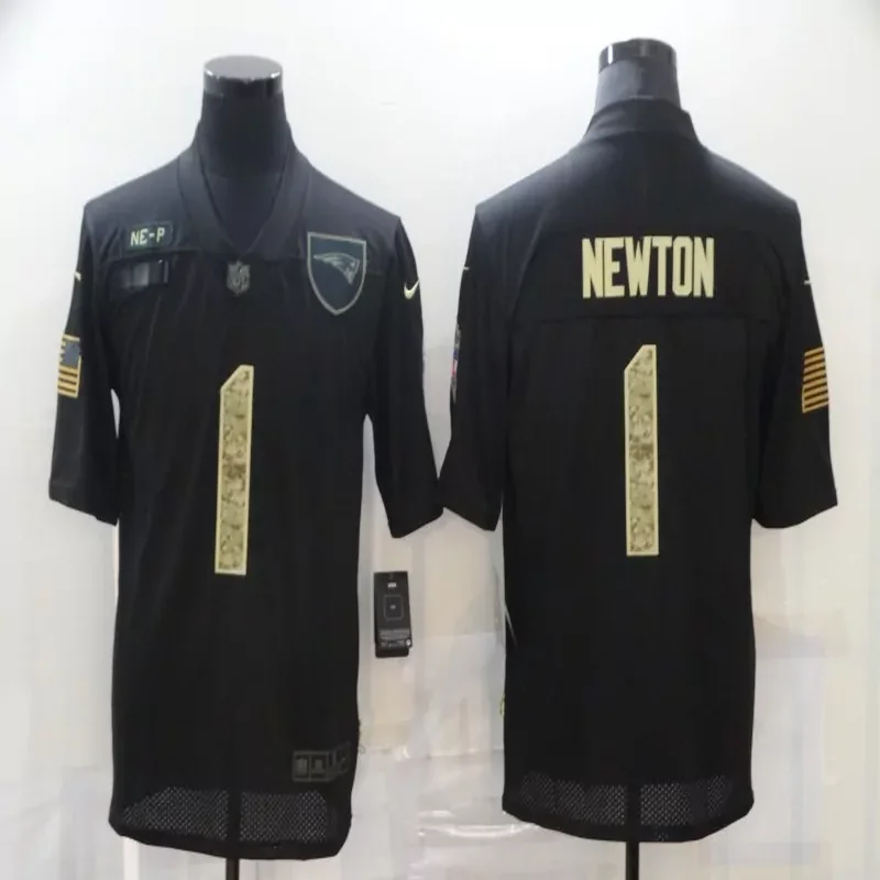 New England Patriots #1 Newton NFL Black Camouflage American Flag Jersey