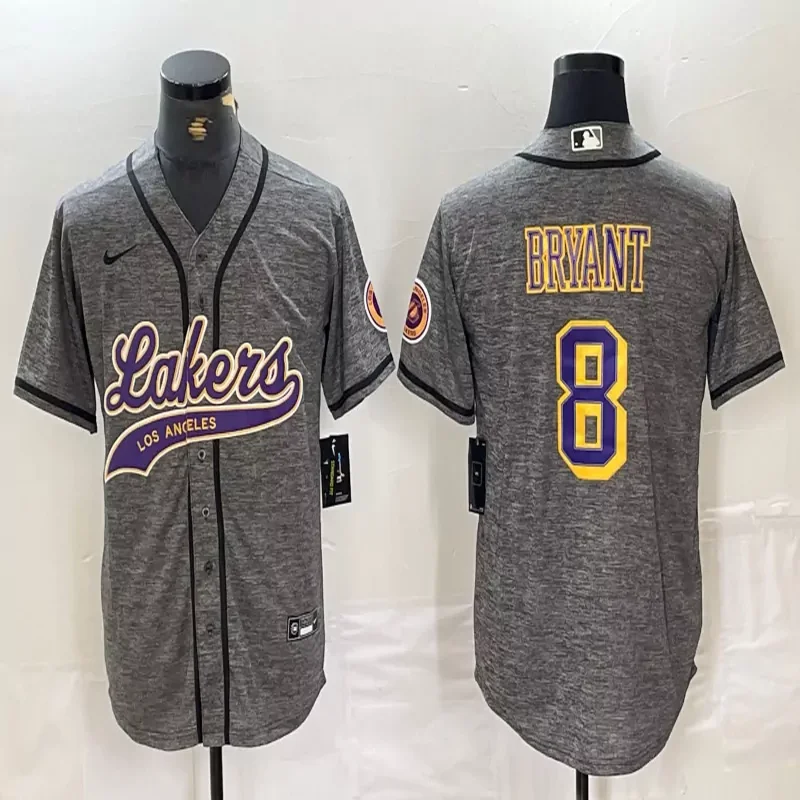 Los Angeles Lakers #24 Bryant NBA Black Mamba Purple Baseball Baseball Jersey - Image 5
