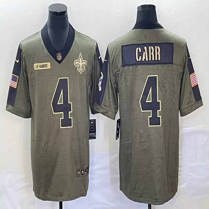 New Orleans Saints #4 Carr NFL Green Camouflage Jersey