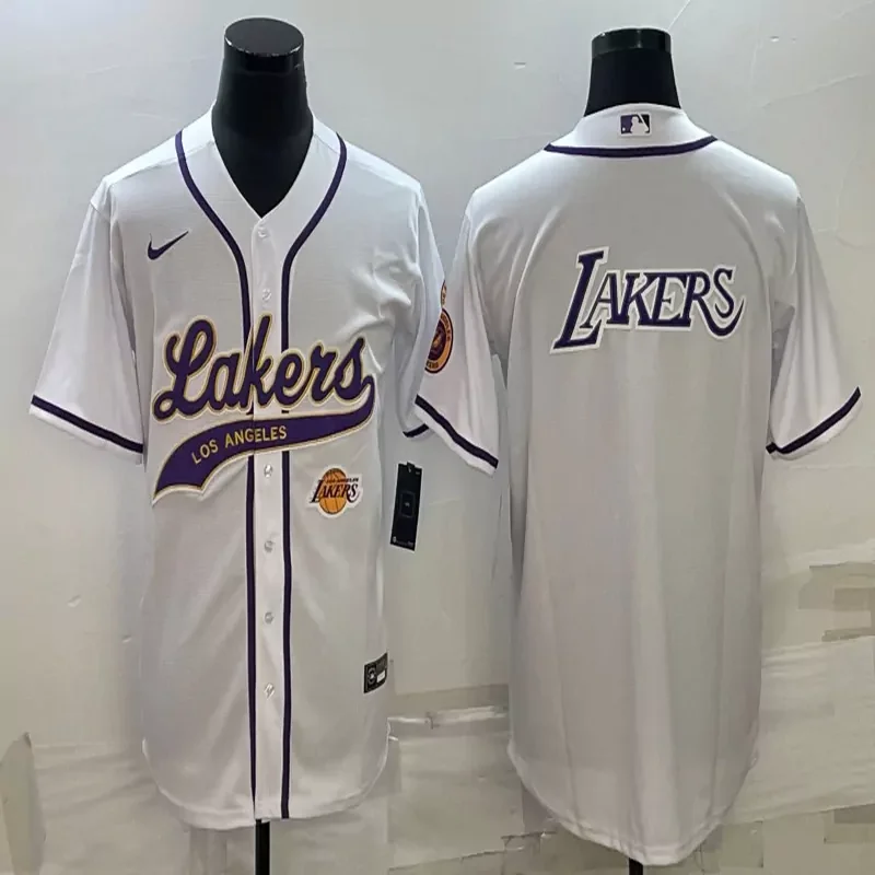Los Angeles Lakers #24 Kobe Bryant NBA Black Mamba Baseball Jersey - Image 3