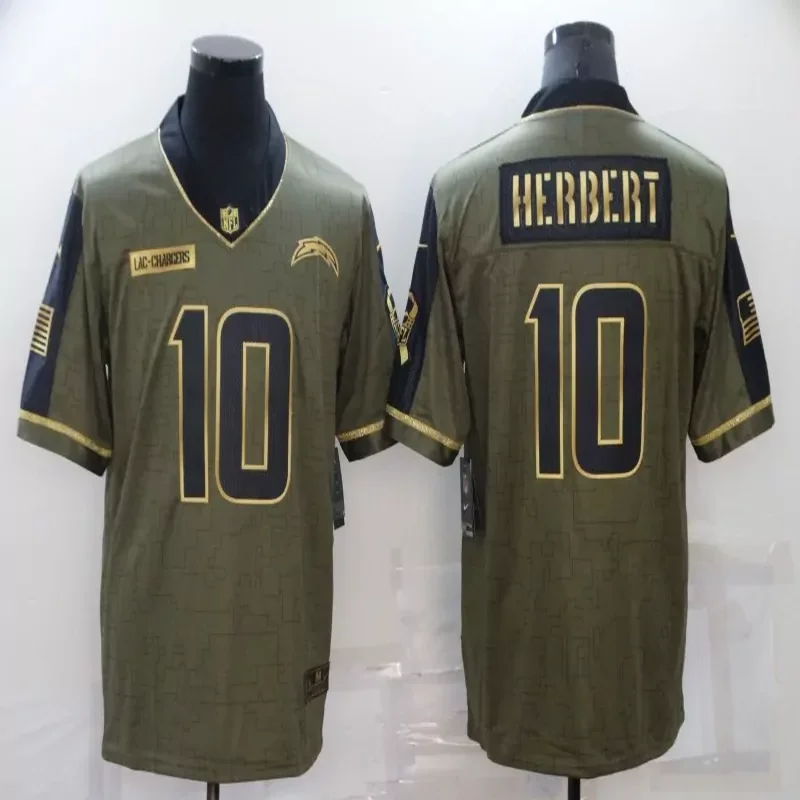 Los Angeles Chargers #10 Herbert NFL Green Camouflage Gold Jersey