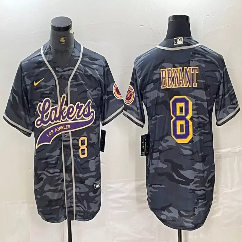 Los Angeles Lakers #24 Kobe Bryant NBA Black Mamba Baseball Jersey - Image 4