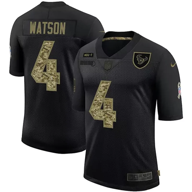 Houston Texans #4 Watson NFL Black Camouflage Jersey