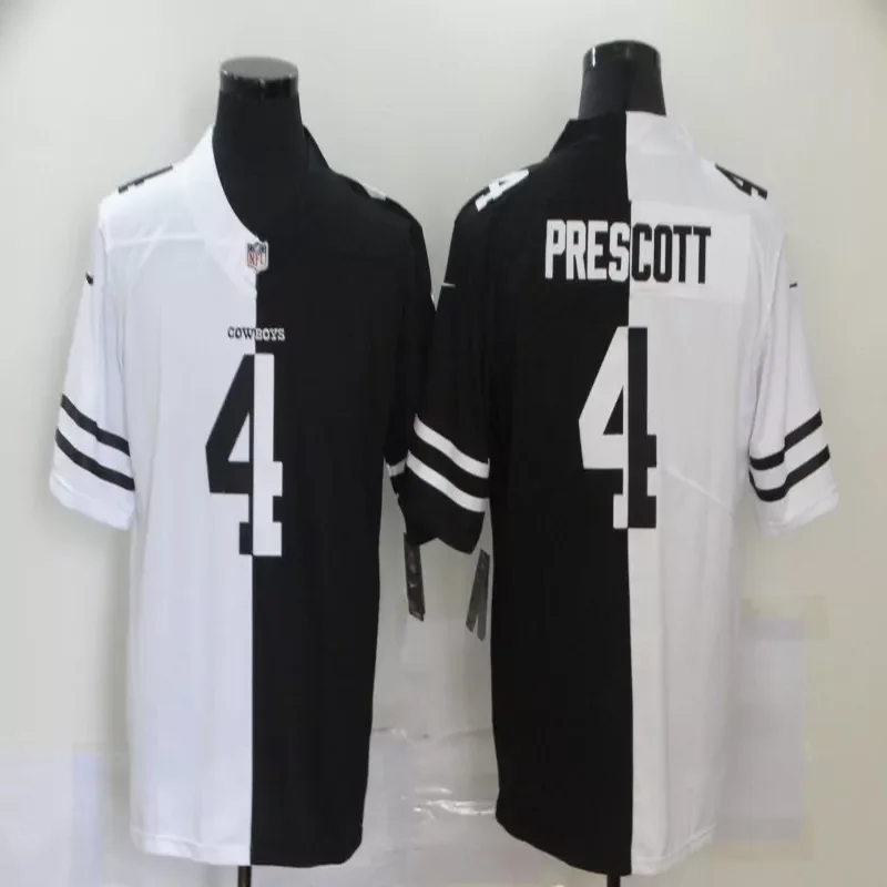 Dallas Cowboys #4 Prescott NFL Black White Jersey