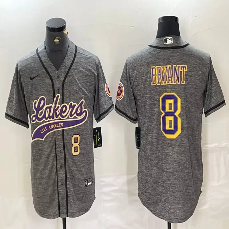 Los Angeles Lakers #24 Kobe Bryant NBA Black Mamba Baseball Jersey - Image 5