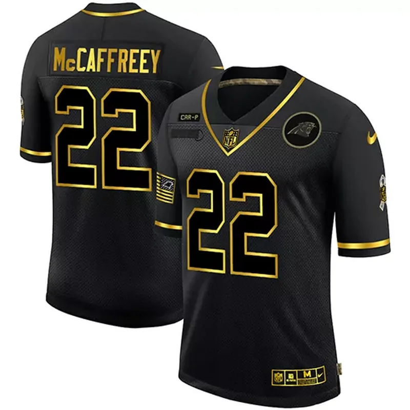 Carolina Panthers #22 McCaffrey NFL Black Gold Jersey