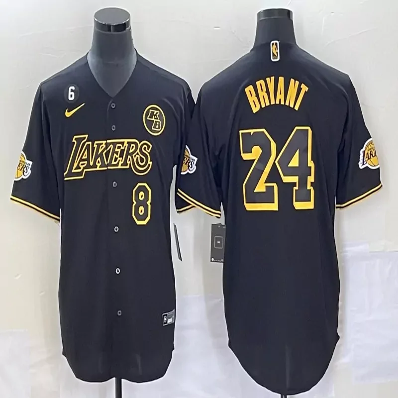 Los Angeles Lakers #24 Bryant NBA Black Baseball Jersey