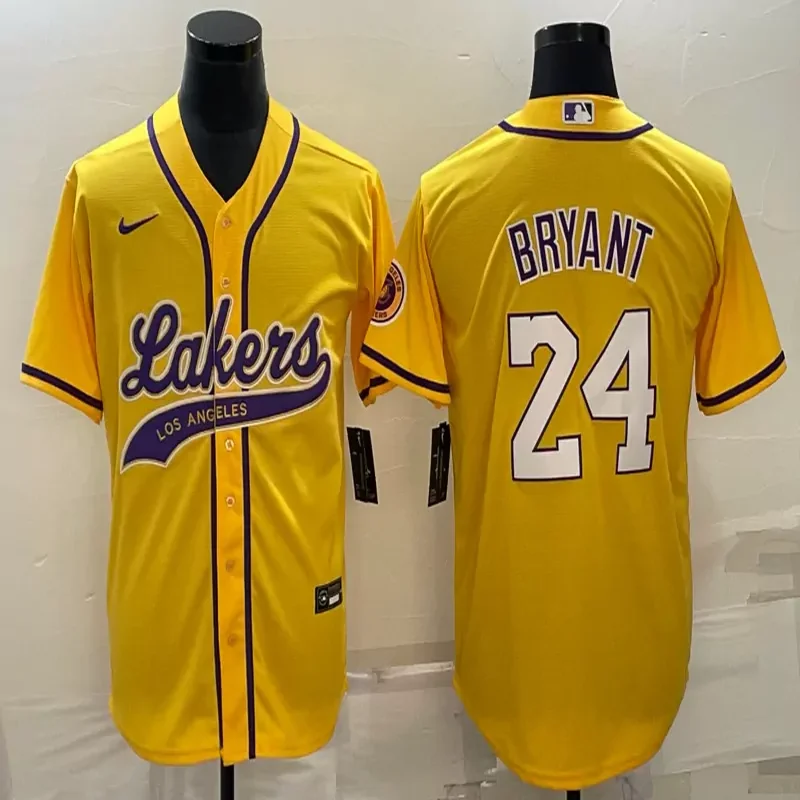 Los Angeles Lakers #24 Bryant NBA Black Baseball Jersey - Image 2