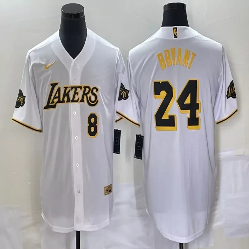 Los Angeles Lakers #24 Bryant NBA Black Baseball Jersey - Image 3