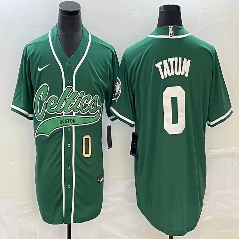 Boston Celtics #Custom Name & Number NBA Sport Grey Baseball Jersey - Image 2