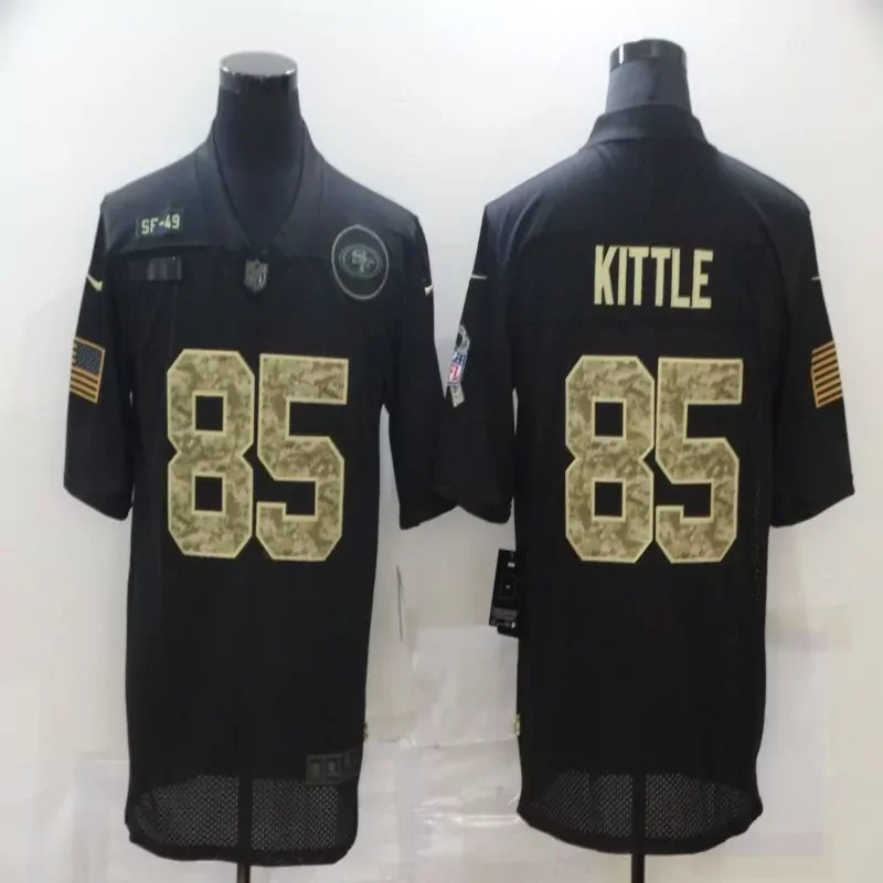 San Francisco 49ers #85 Kittle NFL Black Camouflage American Flag Jersey