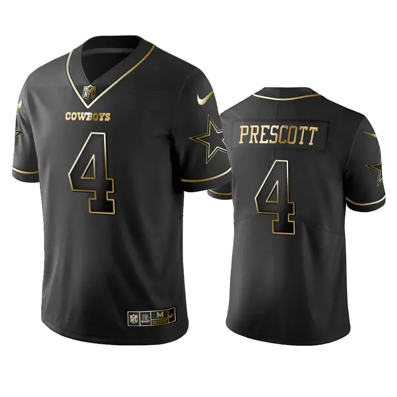 Dallas Cowboys #4 Prescott NFL Black Gold Jersey