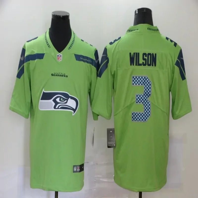 Seattle Seahawks #3 Wilson NFL Black Rainbow Jersey - Image 2