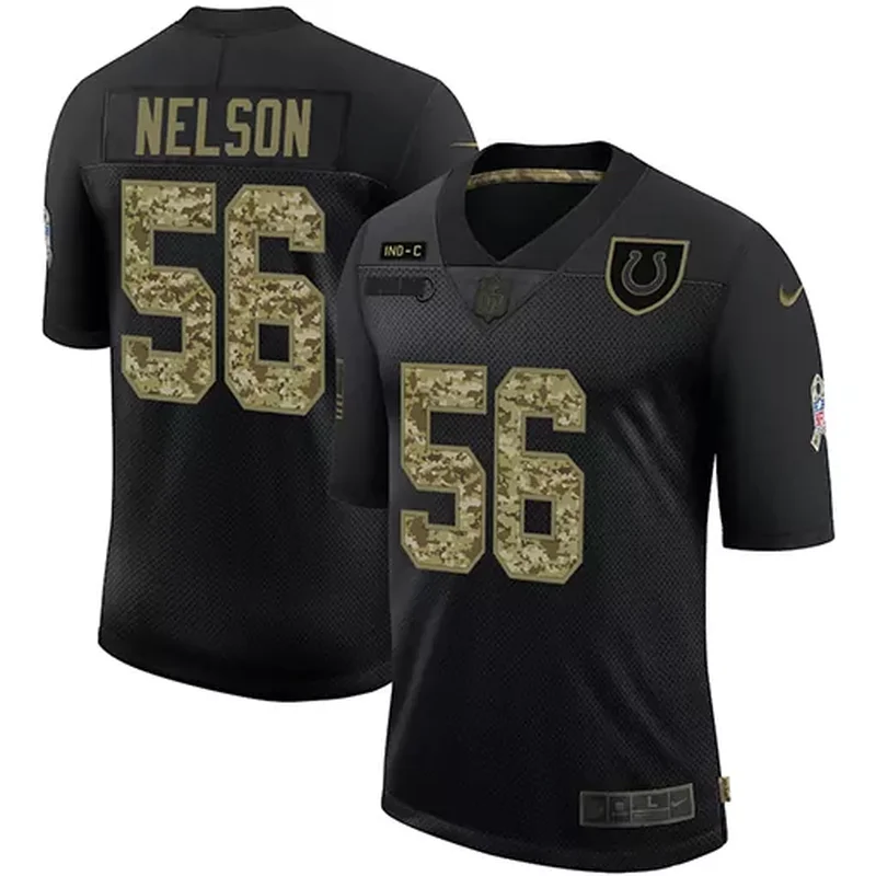 Indianapolis Colts #56 Nelson NFL Black Camouflage Jersey