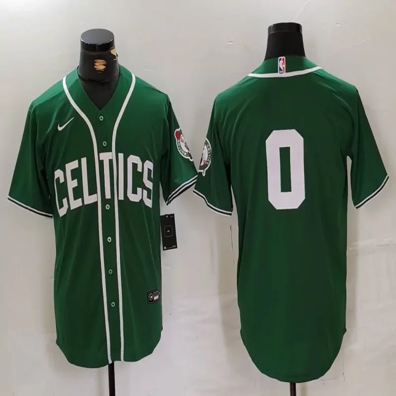 Boston Celtics #0 Tatum NBA Midnight green Baseball Jersey
