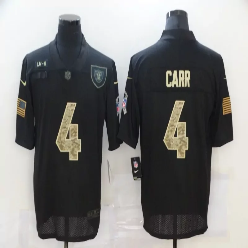Las Vegas Raiders #4 Carr NFL Black American Flag Jersey