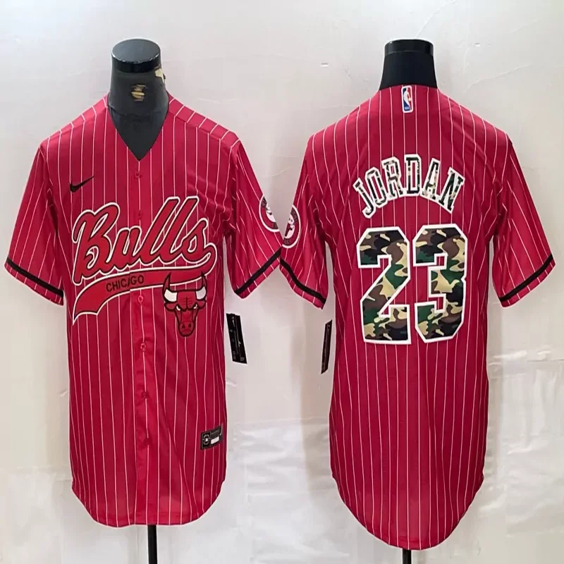 Chicago Bulls #45 Jordan NBA Black Red Baseball Jersey - Image 2