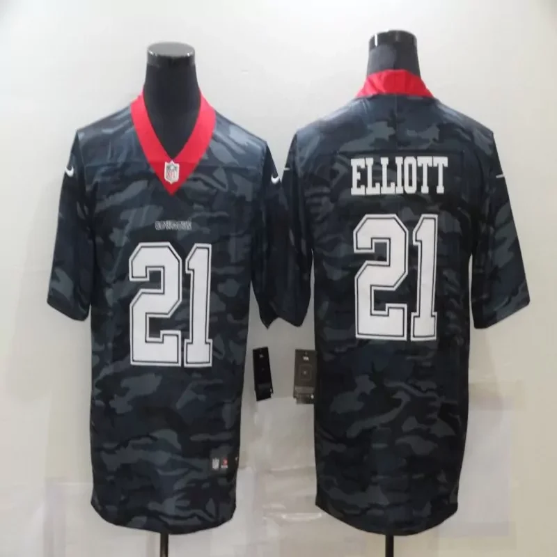 Dallas Cowboys #21 Elliott NFL Black Camouflage Jersey