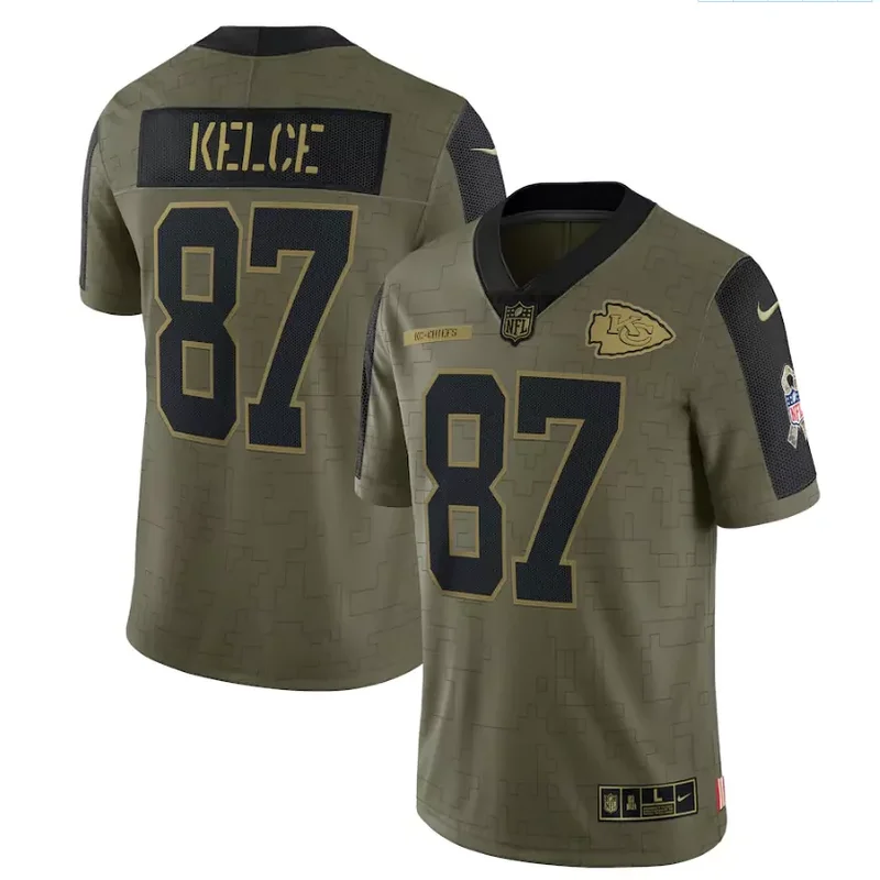 Kansas City Chiefs #87 Kelce NFL Black Camouflage Jersey - Image 5