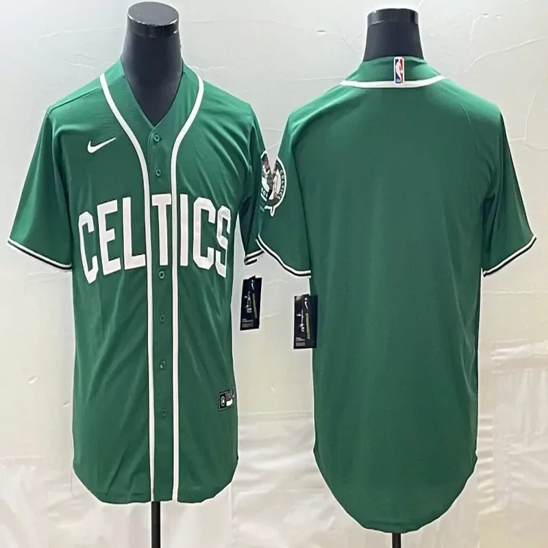Boston Celtics #0 Tatum NBA Midnight green Baseball Jersey - Image 3