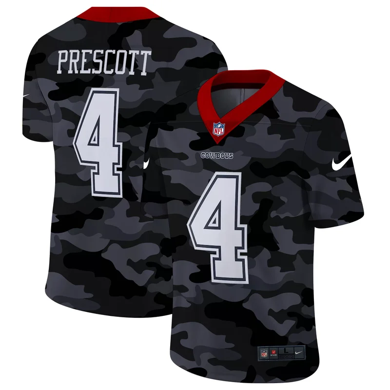 Dallas Cowboys #4 Prescott NFL Black Camouflage Jersey