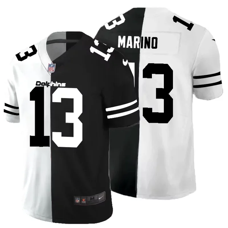 Miami Dolphins #13 Marino NFL Black White Jersey