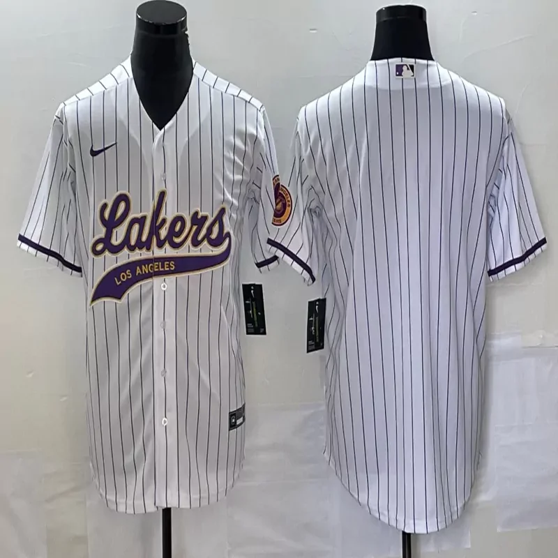 Los Angeles Lakers #Custom Name & Number NBA White Baseball Jersey