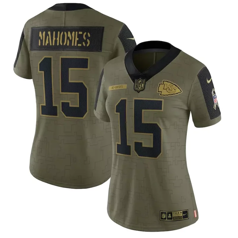 Kansas City Chiefs #15 Mahomes NFL Green Camouflage Women Jersey