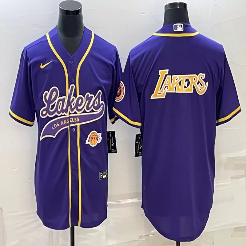 Los Angeles Lakers #Custom Name & Number NBA White Baseball Jersey - Image 4