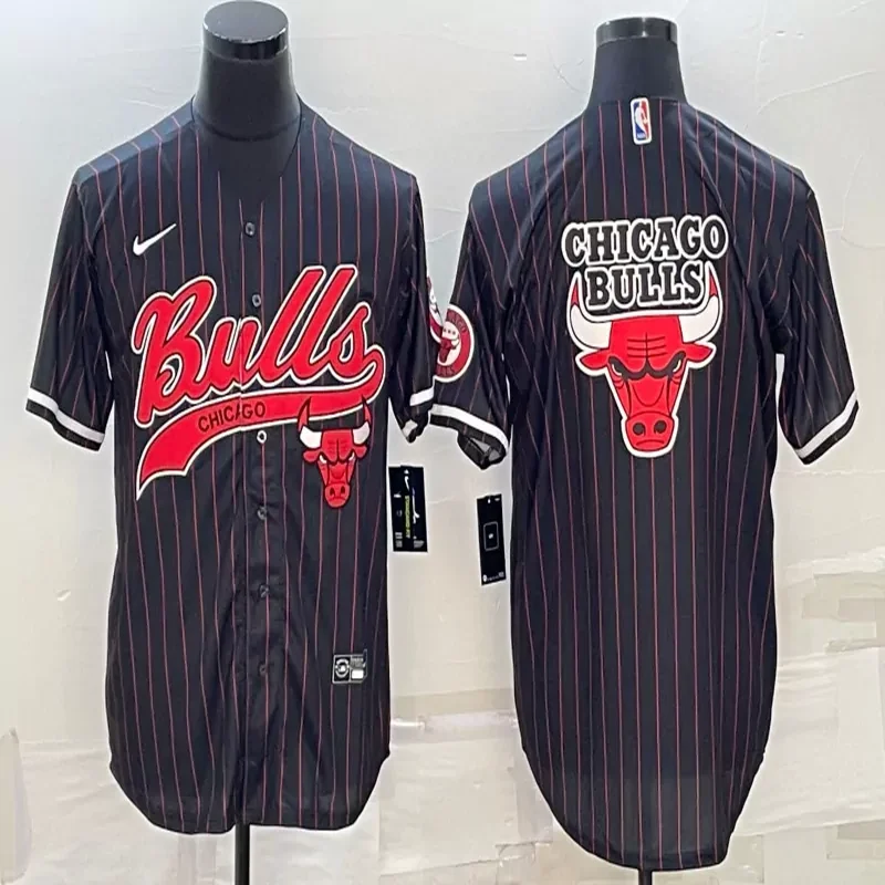 Chicago Bulls #Custom Name & Number NBA Red Baseball Jersey - Image 5