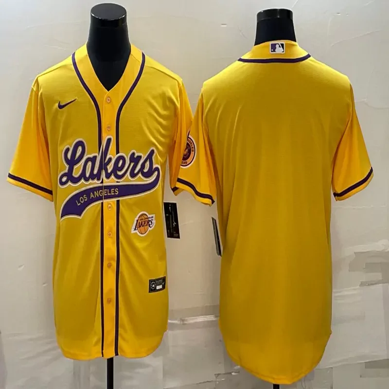 Los Angeles Lakers #24 Bryant NBA Black White Baseball Jersey - Image 5