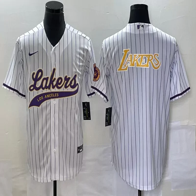 Los Angeles Lakers #Custom Name & Number NBA White Baseball Jersey