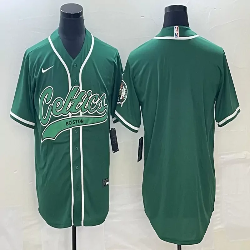 Boston Celtics #Custom Name & Number NBA Celtic Green Baseball Jersey