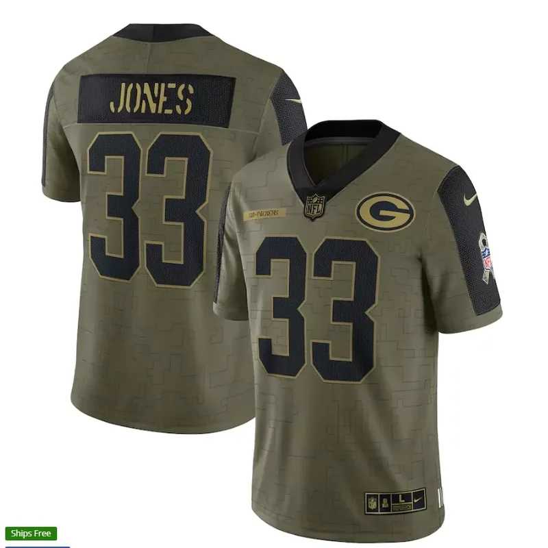 Green Bay Packers #33 Jones NFL Green Camouflage Jersey
