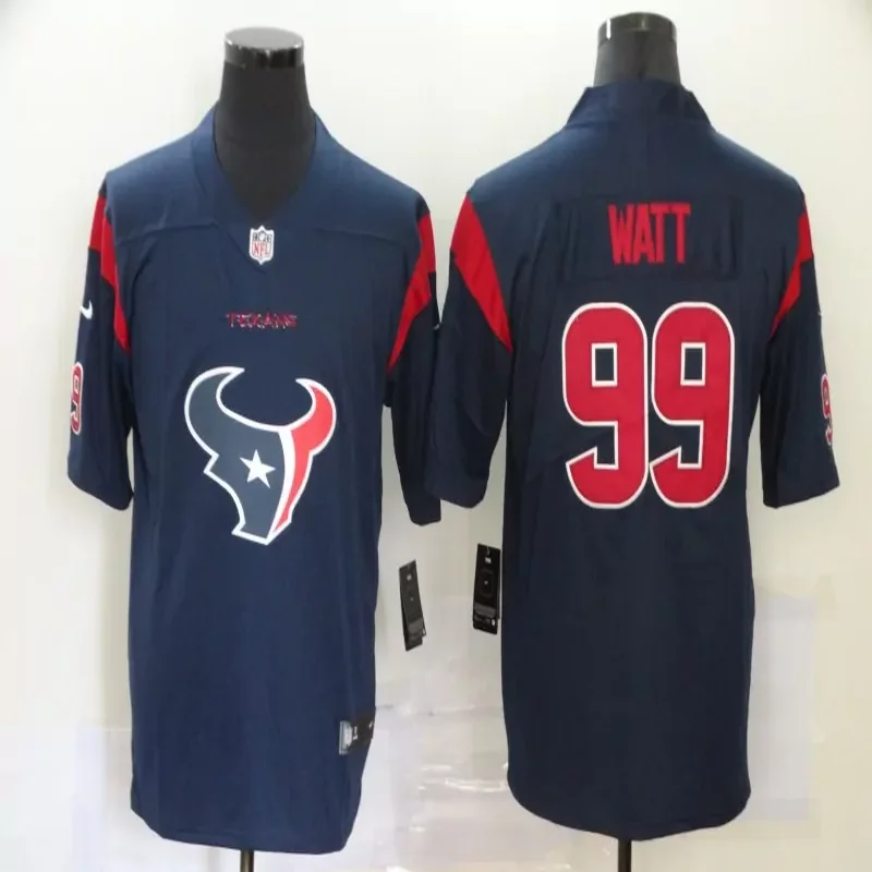 Houston Texans #99 Watt NFL Black Navy Jersey
