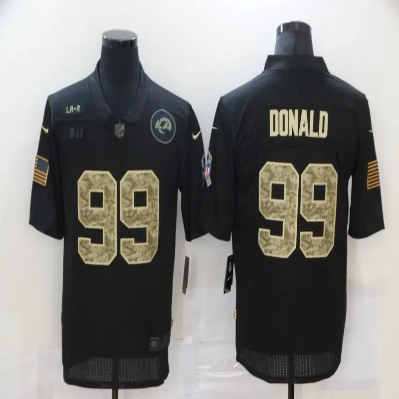 Los Angeles Rams #99 Donald NFL Black Camouflage American Flag Jersey