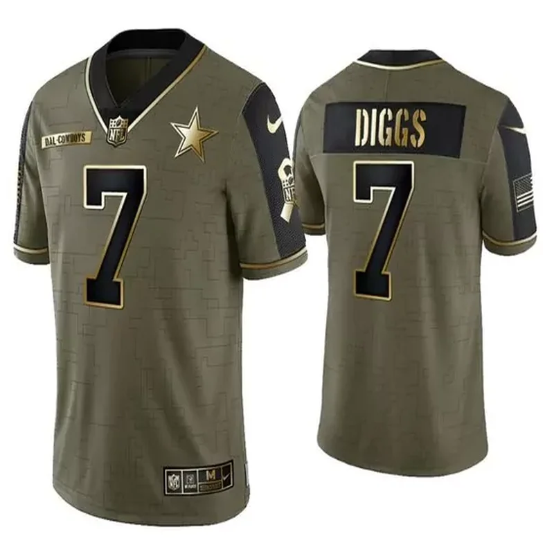 Dallas Cowboys #7 Diggs NFL Green Camouflage Gold Jersey
