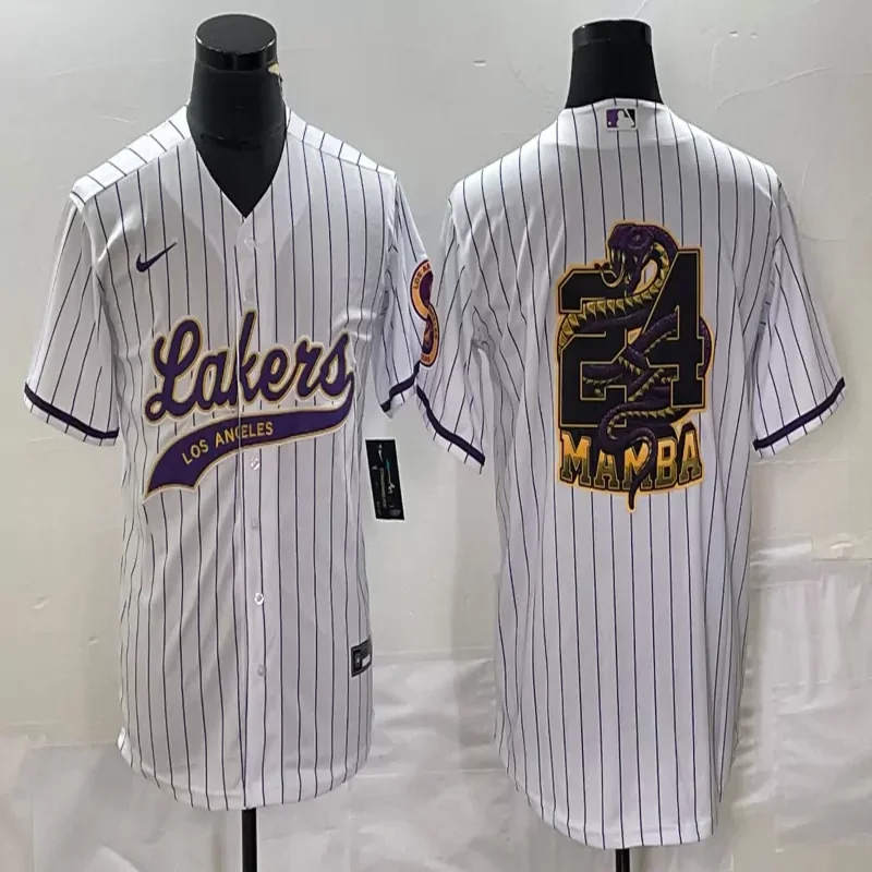 Los Angeles Lakers #24 Bryant NBA White Baseball Jersey